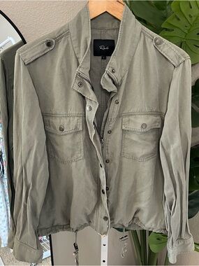 🫒 Sage Drawstring Military Style Utility Jacket Sz L | Rails Collins